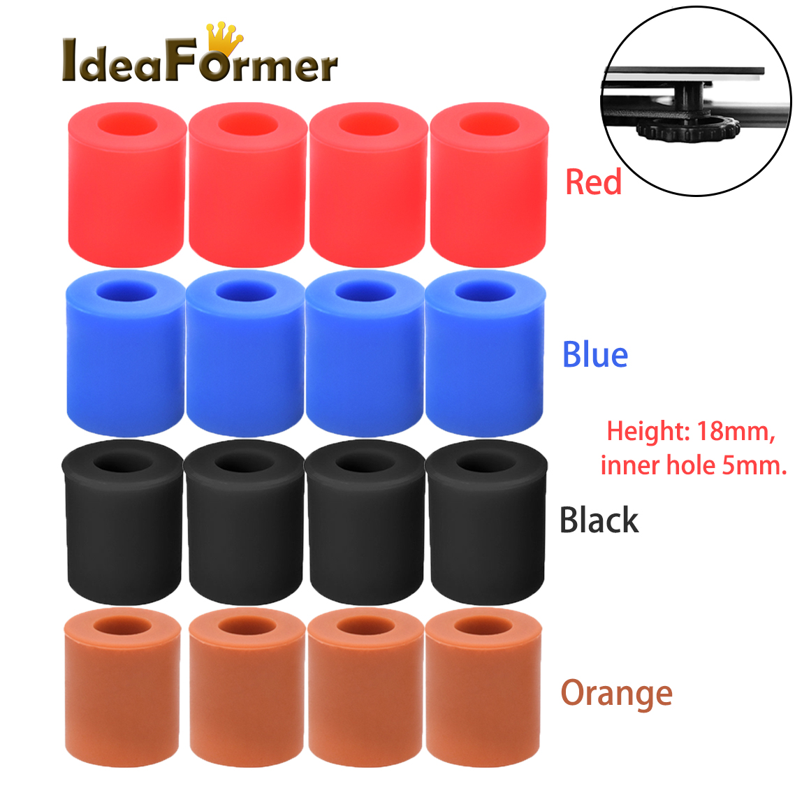 3D Printer Bed Spring - IdeaFormer 4Pcs High Temperature Silicone Solid